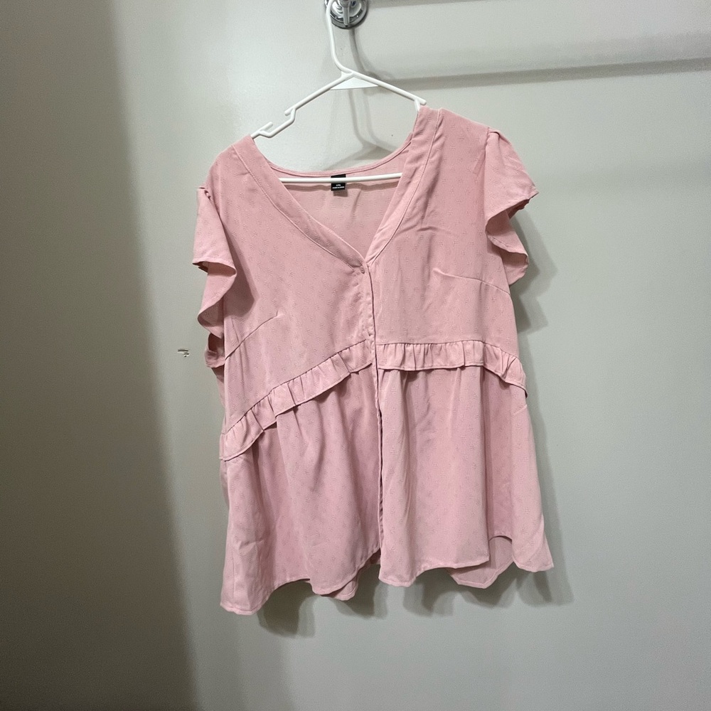Pink Ruffled Women's Top